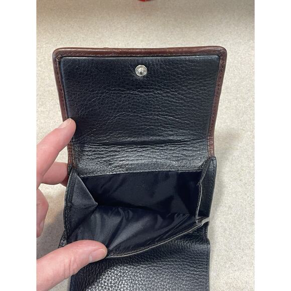 Brighton Leather Trifold Wallet Black/Brown Leather Croc Pattern-Bow Accents - Picture 8 of 13